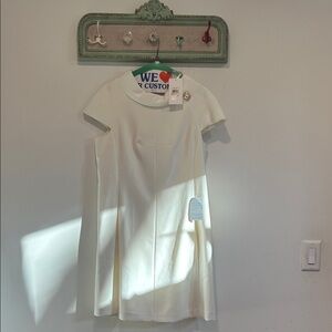 Classic Short-Sleeve Mini Dress in Cream